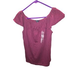 Gap Kids Girls' Maroon Off-Shoulder Peasant Top Blouse Size XL (12) NEW WO TAGS